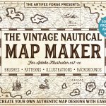 The Vintage Nautical Map Maker - Adobe Illustrator Map Making Toolkit Image